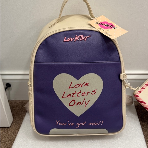 Betsey Johnson love letters backpack & zipper pouch NWT main image 6